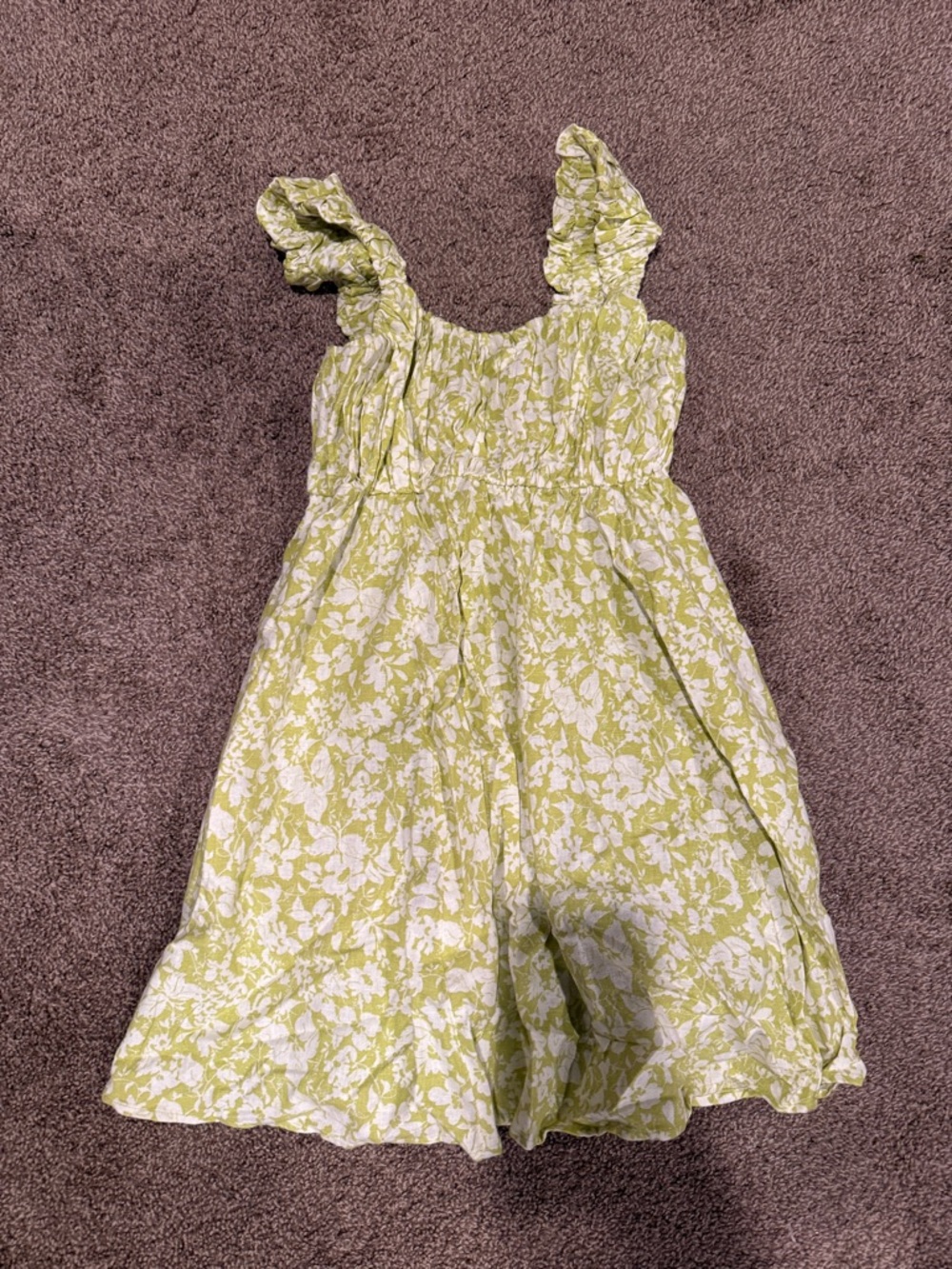 Abercrombie & Fitch Light Green and White Floral Ruffle Strap Mini Dress